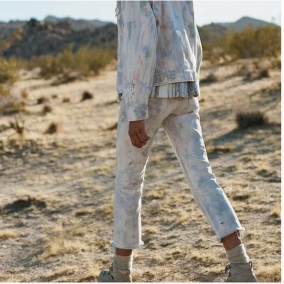 JOHN ELLIOTT NWT Cropped Straight Leg Splatter Jeans SIZE 24 - Picture 11 of 11